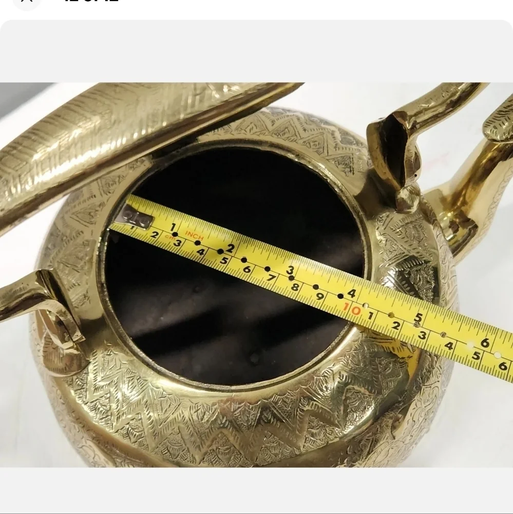 Antique French Liegoise Chiseled Brass‎ Water Kettle Griffin Spout & Feet RARE
